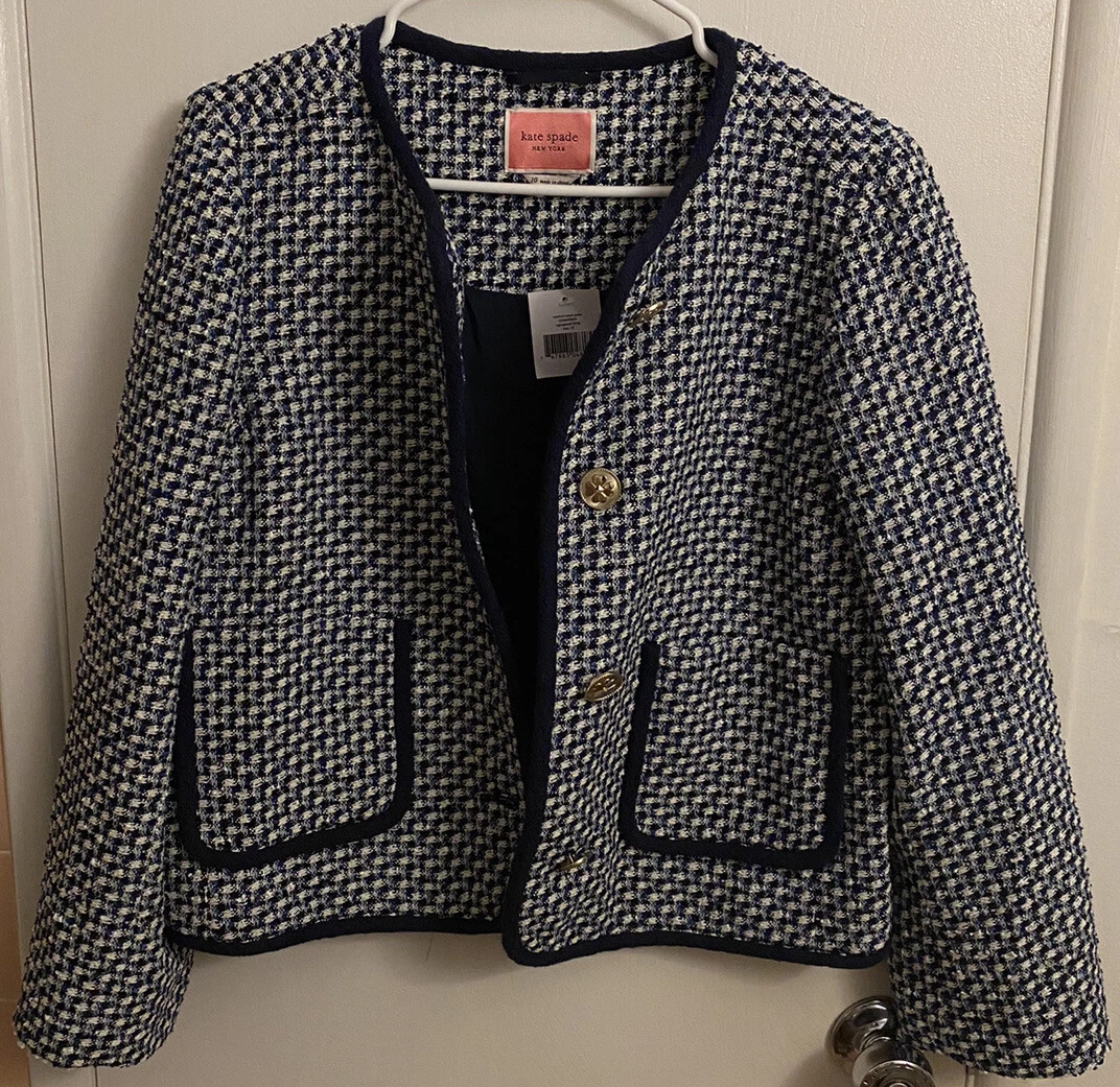 Giacca in tweed nautica nuova con etichette ❤️ kate spade con tasche e fodera taglia 10
