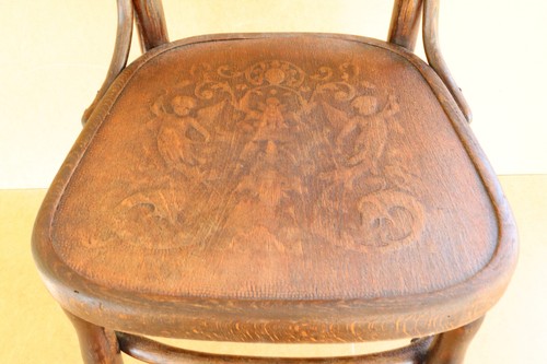 Vintage Stool Bentwood Mundus Chair Art Nouveau Stool Embossed 1900's with Tag - Picture 7 of 10