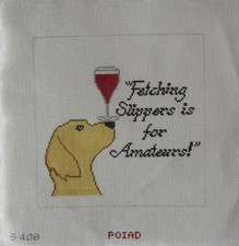 POIAD S408 Needlepoint Canvas Hand Painted 13 Mesh /Fetching is for Amateurs 9x9