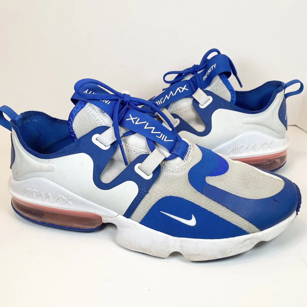 nike air max infinity white and blue
