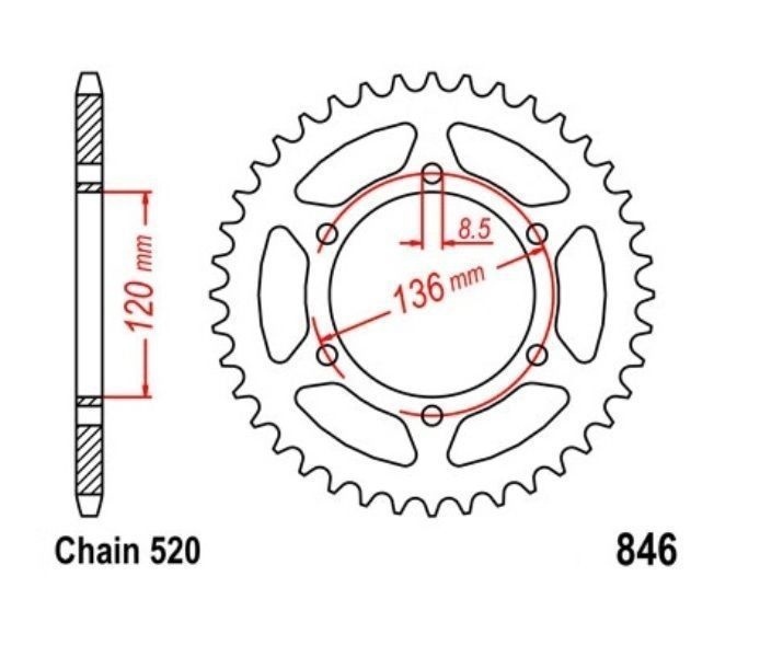 Roue a Chaîne 39 Dents YAMAHA RD 350 LC YPVS 1983-1989 Couronne Moto