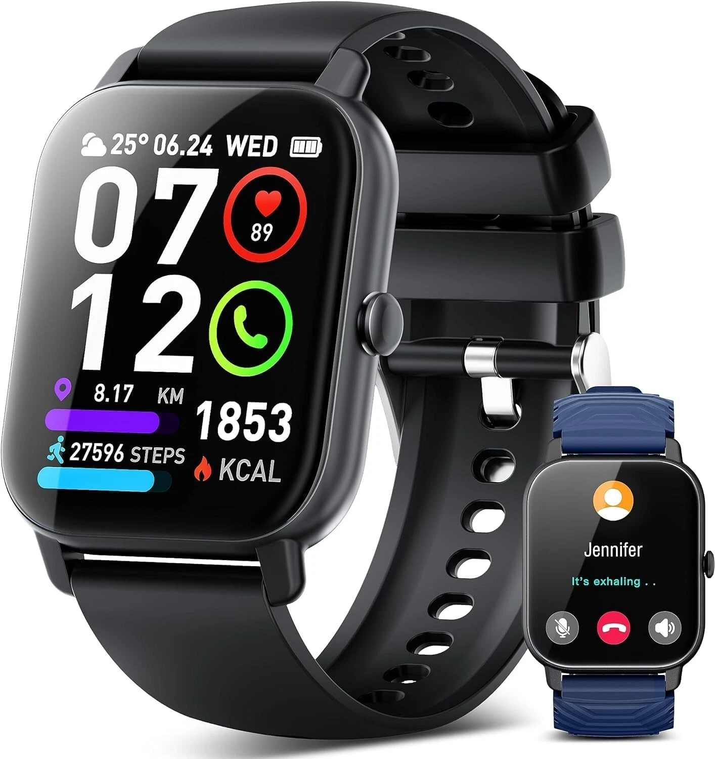 🔥Poounur P66 Smart Watch, Answer/Make Calls, 1.85” HD Fitness Tracker Watch🔥