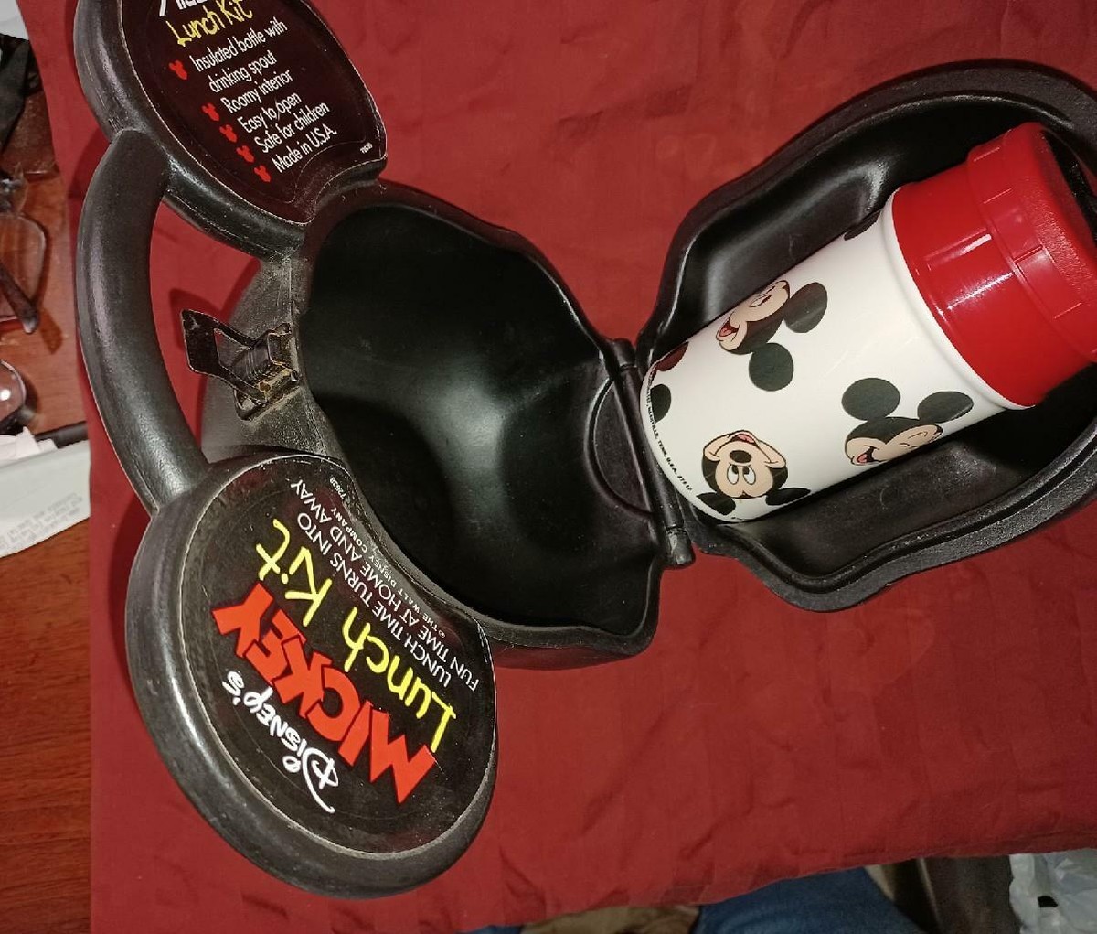 VINTAGE Disney Mickey Mouse Head Lunch Box Kit By Aladdin