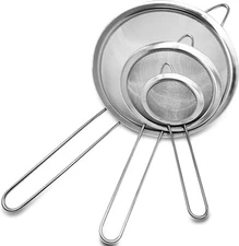 Set of 3 Stainless Steel Fine Mesh Strainers