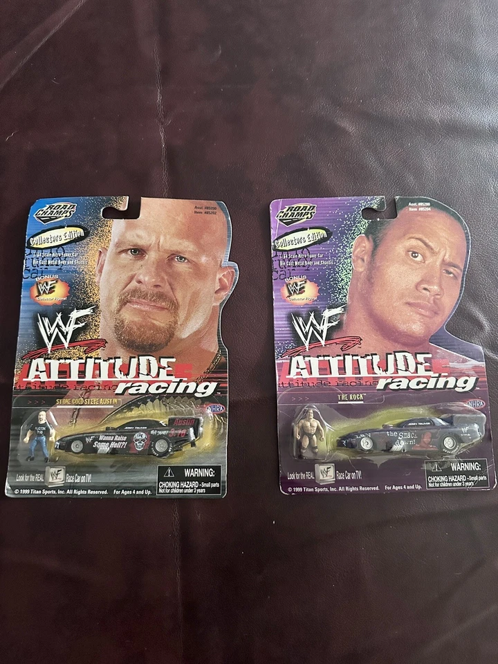 Steve Austin And The Rock WWF Attitude Racing 1999 Road Champs 1:64 Diecast Car - Image 1 of 2