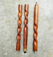 3 Fold Vintage Brass Wood Walking Stick Only For Cane Handle Only wooden shaft