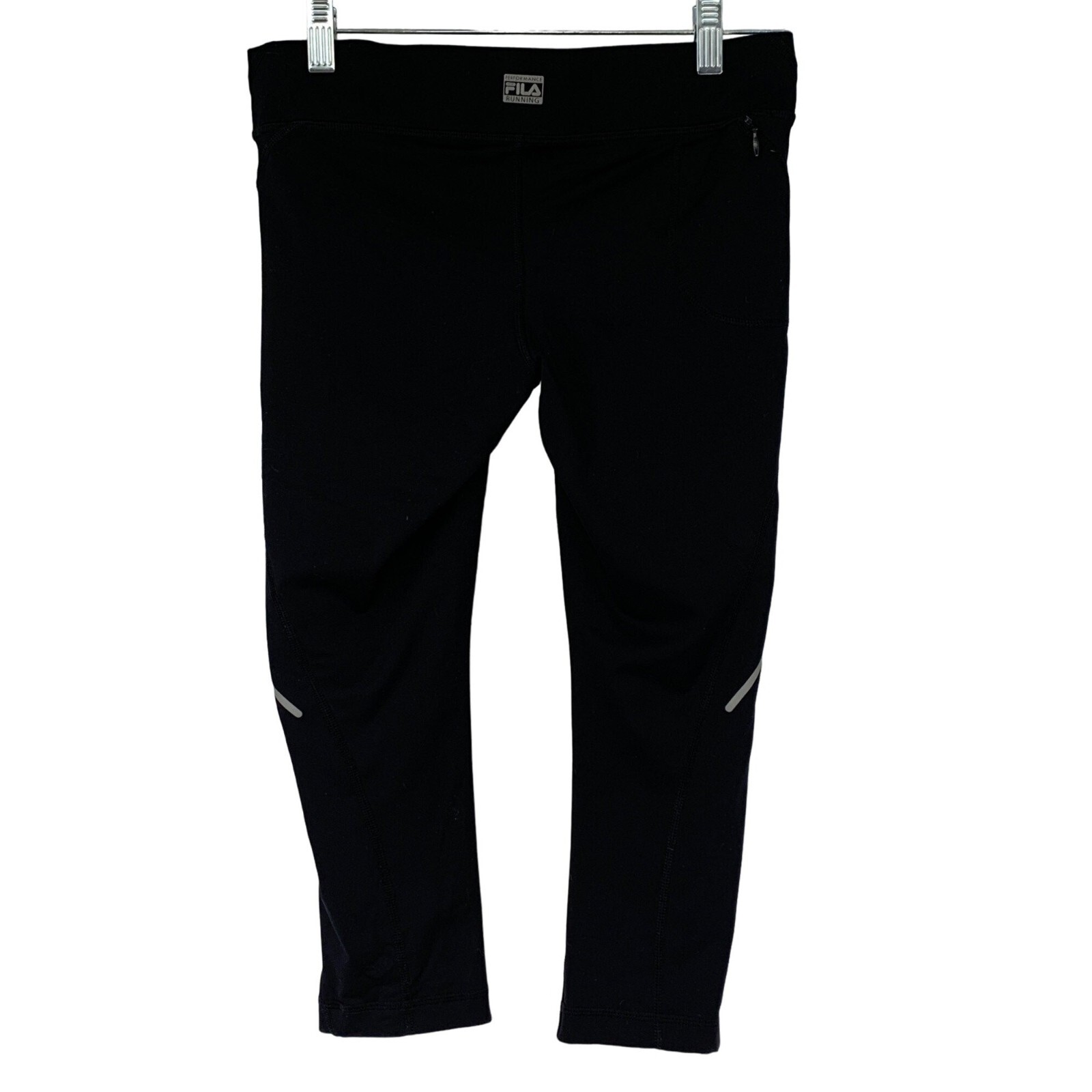 Legging da donna Fila Running Capri crop atletici neri XSmall cerniera tasca 3017