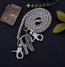 15 - 30" Silver Strong Twisted Feather Biker Trucker Keychain Jeans Wallet Chain