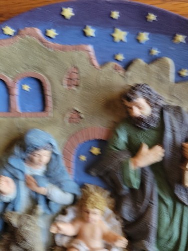 Nativity Plate Mary Joseph Baby Jesus 3D Manger Wall Decor Christmas Vintage - Picture 5 of 14