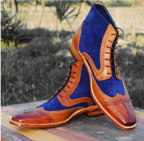 Uomo HANDMADE SUEDE MIXED LEATHER SOLE AND HEEL ANKLE HIGH CASUAL BOOTS Uomo HANDMADE HANDMADE Uomo SUEDE MIXED LEATHER SOLE AND HEEL ANKLE HIGH CASUAL BOOTS a43424