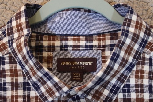 Johnston & Murphy Shirt Men's XXXL Plaid Button Long Sleeve Oxford - Picture 5 of 17