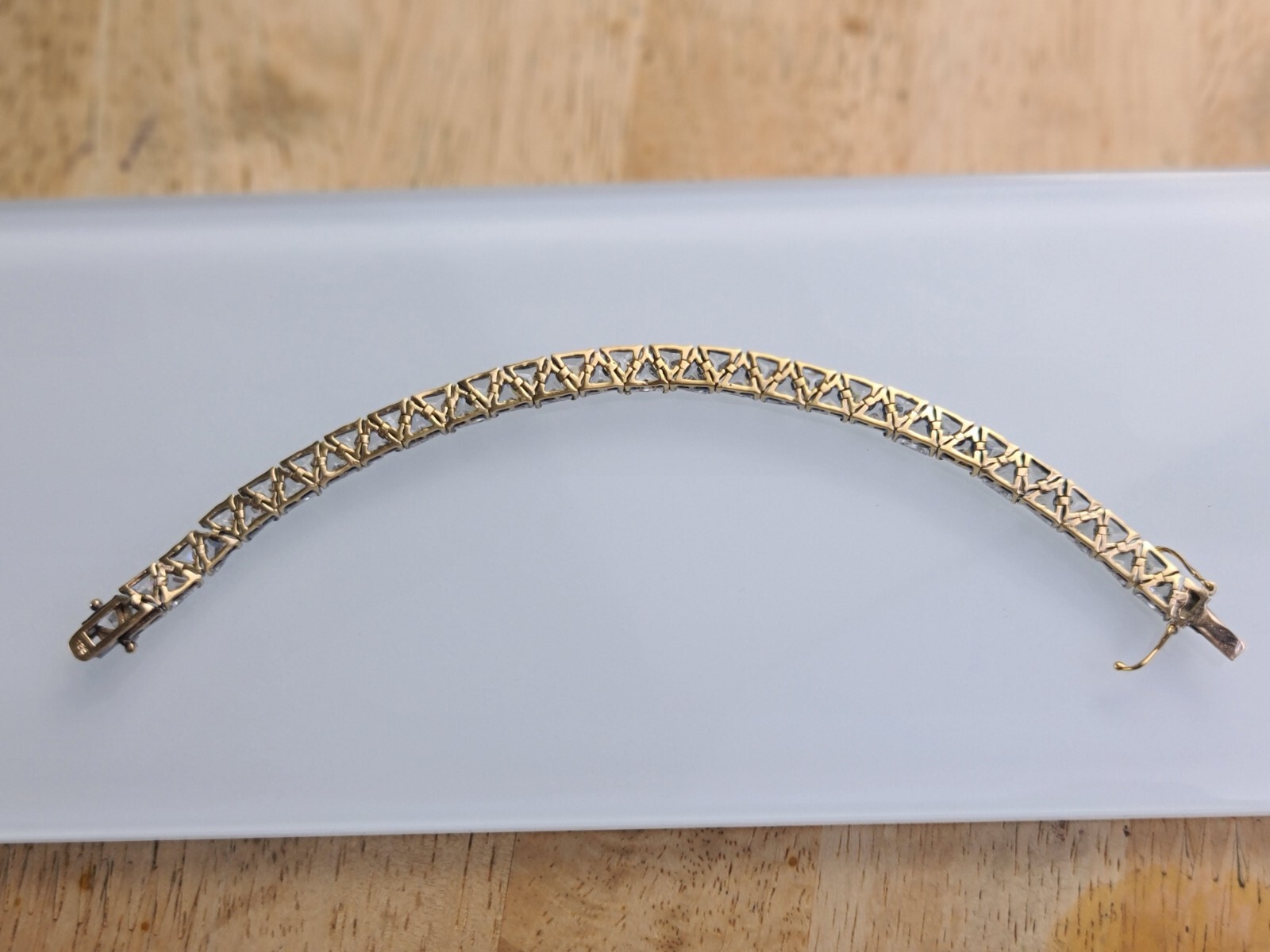 Sterling 925 Solid Silver Iced AAA Trident Tennis… - image 6