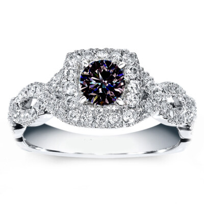 2+Ct Round Cut Dark Blue Moissanite Engagement Ring 925 Sterling Silver Size 7