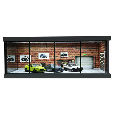 ☆Diorama Display Factory☆ 1:64 Diorama Car Showroom Model LED Lighting City Car Garage Scene