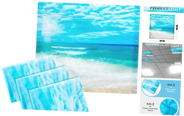 4 Pcs 2 x 2 Feet Fluorescent Light Covers for Ceiling Lights Classroom Wave