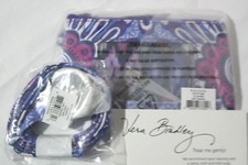 Vera Bradley LILAC TAPESTRY LANYARD  ZIP ID Ring Clip KEYS Key COIN Case NWT