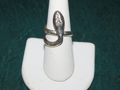 SNAKE RING SIZE 7 Vtg MEXICO SILVER PLATE