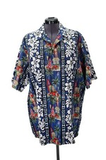 RJC Hawaiian Shirt Men  s 2XL Surf Tiki Print Button Front Island Casual