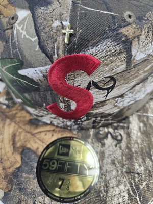 Supreme Gold Cross S Logo New Era Fitted Hat Realtree Camo 7 5/8 