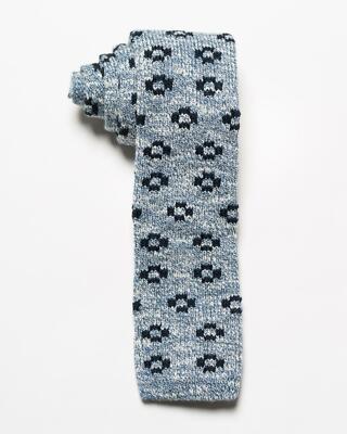 Isaia Napoli NWT $230 Blue Navy Geometric Pattern Knit Flat Bottom Tie 2.75 
