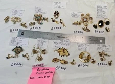 Vtg Signed 1-20 12k GF Gold filled 2pc & 3pc brooch earring sets Ring some stone