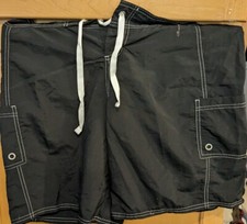 TOMMY BAHAMA Black TIE FRONT MEN'S BOARD SHORTS SIZE Large 34 waist