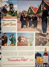Original 1950 Vintage print Ad: Canadian Club, Sprout Shoes #Collectives