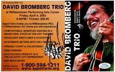 David Bromberg Trio Signed 6x9 Pomo Photo Card w Ticket