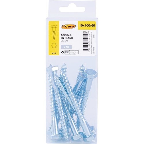 Tirefond Hexagonal DIN571 8x110mm - Lot de 50 pièces | PGB-FASTENERS