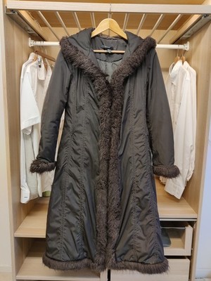 ZARA BASIC MANTEL MEDIUM JACKE SCHOKOLADE LONGLINE STEPP WATTIERT KAPUZE DAMEN
