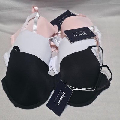 3 Mirity Underwire Bras Black, White & Pink Size 36D NWT