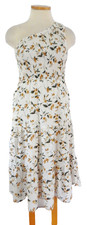 Eliza J Sleeveless One Shoulder Floral Tiered Empire Waist Dress Pockets Size S