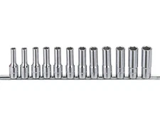 Genius Tools 12 Piece 1/2" Dr. Metric Deep Hand Socket Set - GD-412M