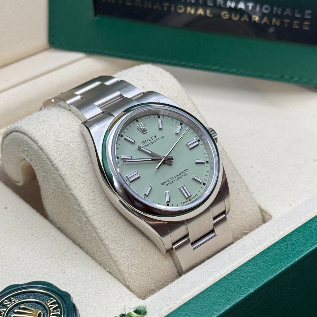 Rolex Oyster Perpetual 36 NEW 2025 Pistachio Index Stainless Steel