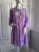 Women's Lightweight Purple Midi Dress Size L Ruffles And Lace