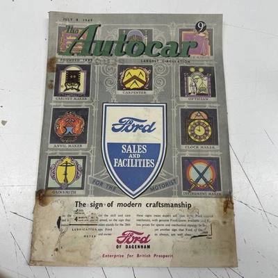 ORIGINAL VINTAGE Junk Magazine Motor Autocar Car 1949 Advert Clippings Ford - image 1 of 4