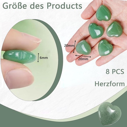 8 Stück Rosenquarz Herzsteine 20mm Kristalle Edelsteine zur Heilung und Dekorati