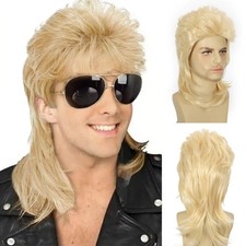 Daiaces Blonde Mullet Wigs for Men 80s Rocker Wig Costumes Fancy Party Cospla...