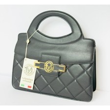 VALENTINO Orlandi  Handbag Top Handle Black Quilted Crossbody Gold Accent NWT