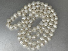 Vintage Hand Knotted Freshwater Cultured Pearl Ivory Bead Necklace 29in