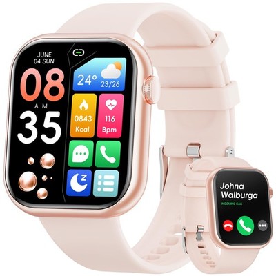 HWAGOL Smartwatch (Annehmen/Anrufen), 1,85'' Fitness 1,85 Zoll, pink 