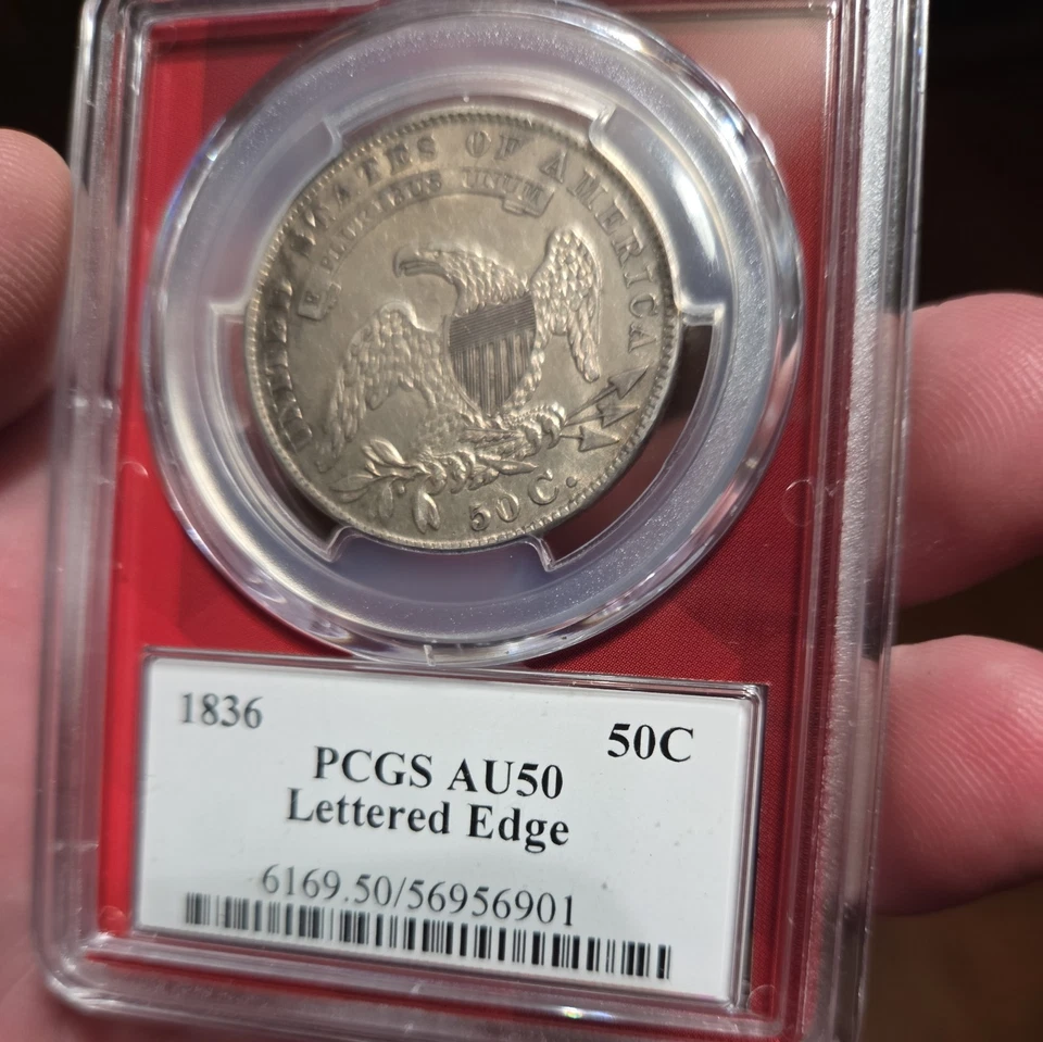 1836 50c tapa rota borde con letras AU50/Edc caja rasgadora Foto 3 de 4