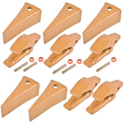5Pcs Bucket Shanks + Teeth Pins Retainers Yellow Replacement for CAT J200 Series