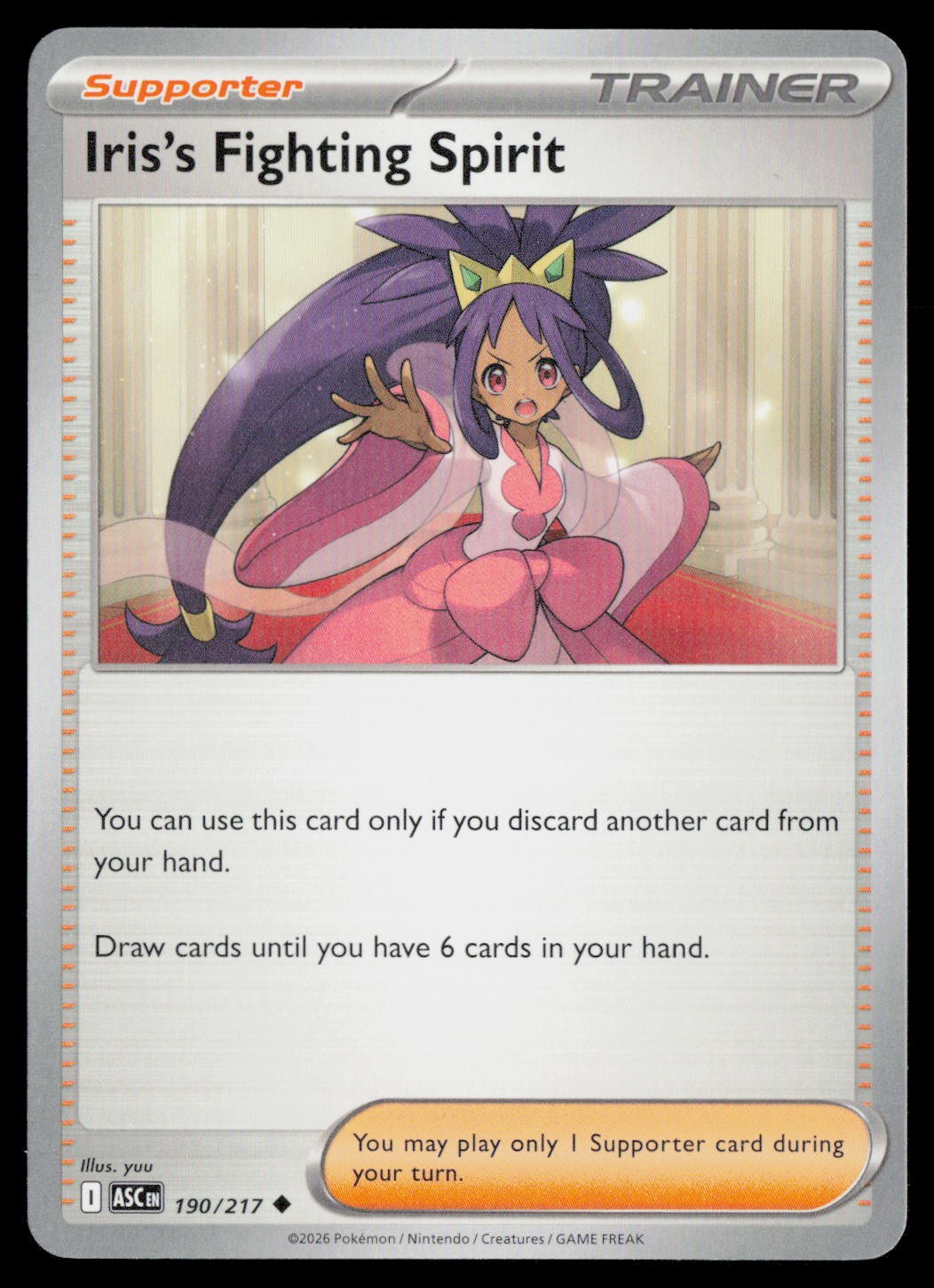 IRIS'S FIGHTING SPIRIT 190/217 UNCOMMON ASCENDED HEROES POKEMON NEAR MINT