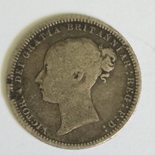 1872 Victoria Young Head Sixpence Die No.9 Silver Coin