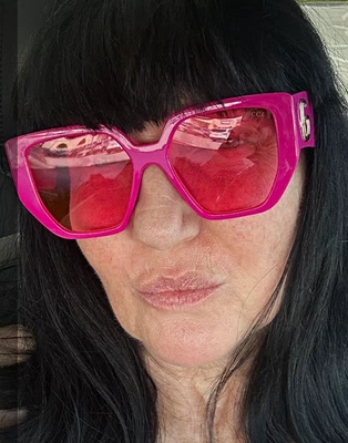 Women’s Oversized Square Sunglasses Pink Plastic Frame Pink Tinted Lenses - Image 1 of 2