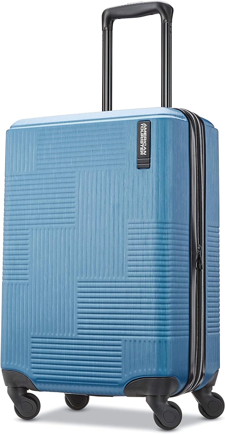 20-inch hard-shell suitcase with spinner wheels, blue cedar 