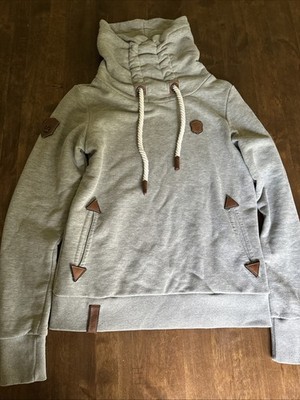 Naketano Hoodie Sweater M Medium Pullover Gray Logo Owl German Academia