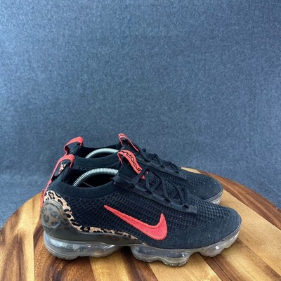 Nike Air Vapormax 2021 Flyknit Leopard Black Red DH4090-001 Womens 9 Sneakers
