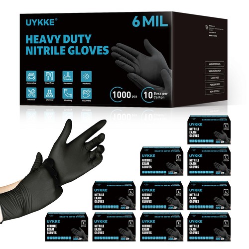 Nitrile Gloves Disposable Latex Rubber Gloves XL Black Nitrile Glove Mechanic...